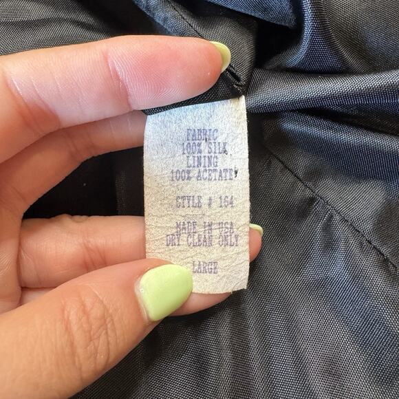 VTG Giancarlo Ferrari Blazer Jacket Sz L Pink 100% Silk Striped Long Sleeve Open - Picture 5 of 6